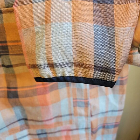Bonobos Jacket Mens Medium Rust Plaid Linen‎ Anorak Pullover Lightweight NWOT - Picture 9 of 12